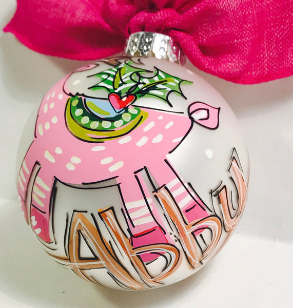 Orders Placed after 11/17 will Arrive after Christmas. ORNAMENT, PERSONALIZED PINK DEER Ornament
