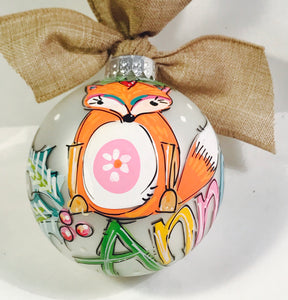 Orders Placed after 11/17 will Arrive after Christmas. ORNAMENT, PERSONALIZED FOX Ornament