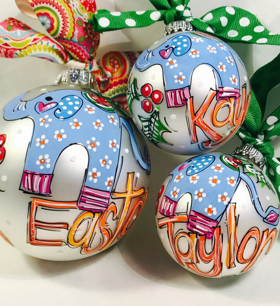 Orders Placed after 11/17 will Arrive after Christmas. ORNAMENT, PERSONALIZED ELEPHANT Ornament
