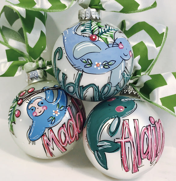 Orders Placed after 11/17 will Arrive after Christmas. ORNAMENT, PERSONALIZED SLOTH Ornament