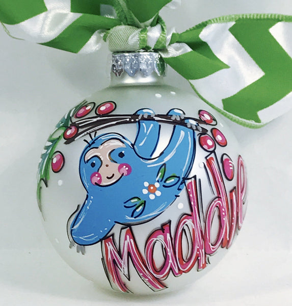 Orders Placed after 11/17 will Arrive after Christmas. ORNAMENT, PERSONALIZED SLOTH Ornament
