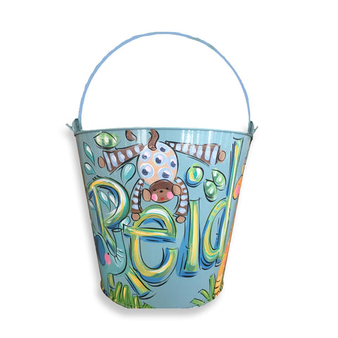 Personalized bucket for boys, room decor