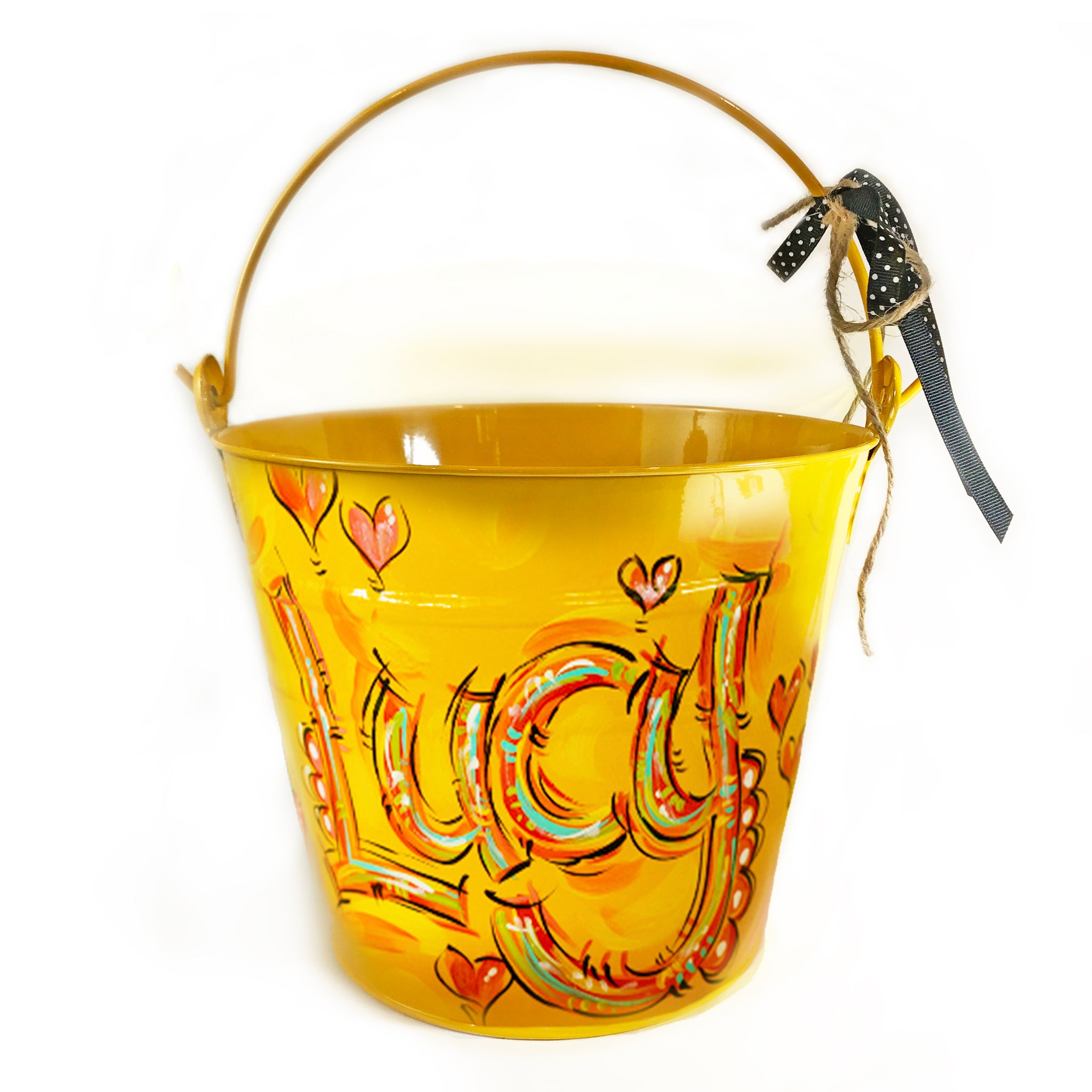 Personalized, hand painted bucket for girls, room decor