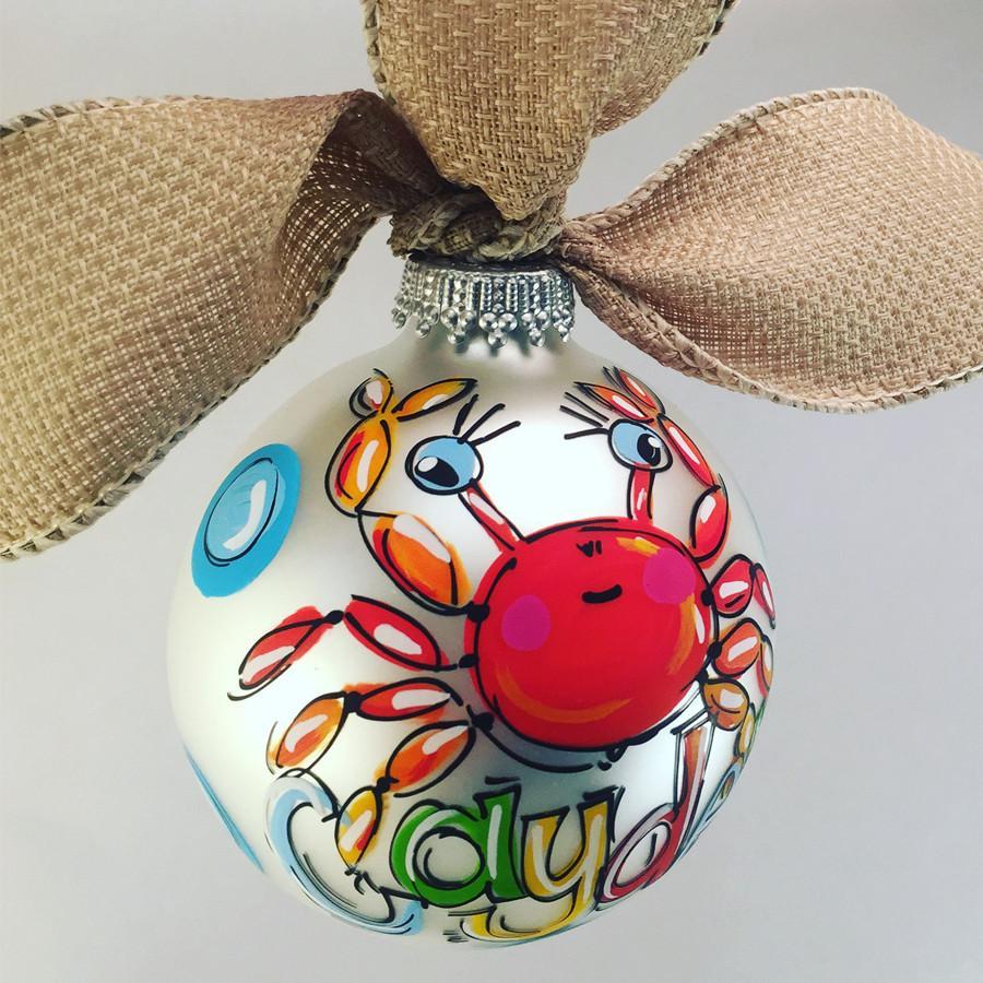 Crab ornament, personalized crab ornament, hand painted crab ornament 