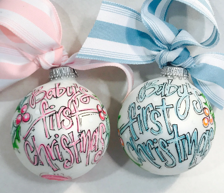 Orders Placed after 11/17 will Arrive after Christmas. ORNAMENT, PERSONALIZED BABY'S FIRST Christmas BLUE Ornament