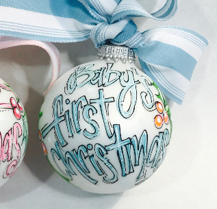 Orders Placed after 11/17 will Arrive after Christmas. ORNAMENT, PERSONALIZED BABY'S FIRST Christmas BLUE Ornament