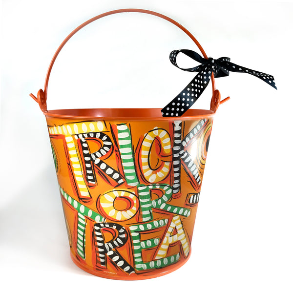 PAIL, Halloween Trick-Or-Treat' Pail on Orange Bucket