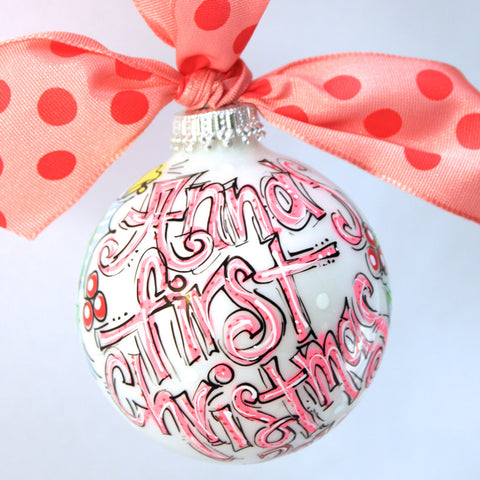 Baby's first Christmas ornament, my first Christmas, pretty in pink Christmas ornament 
