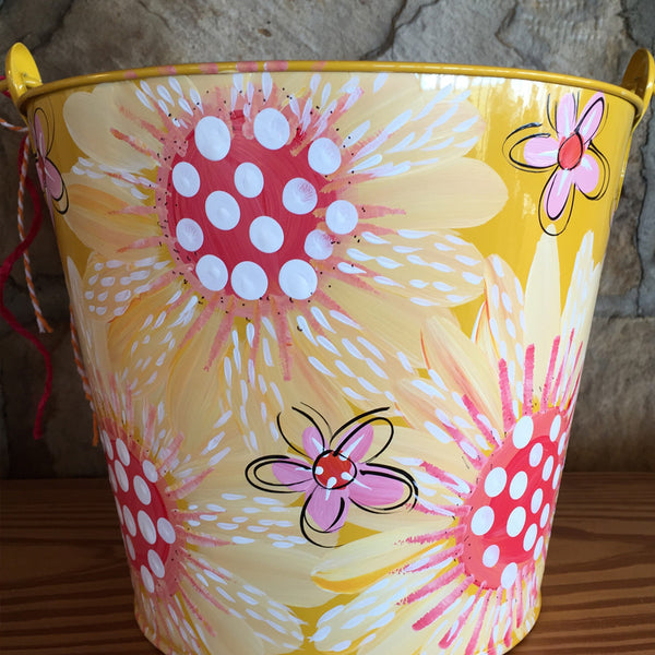 Personalized, hand painted bucket for girls, room decor