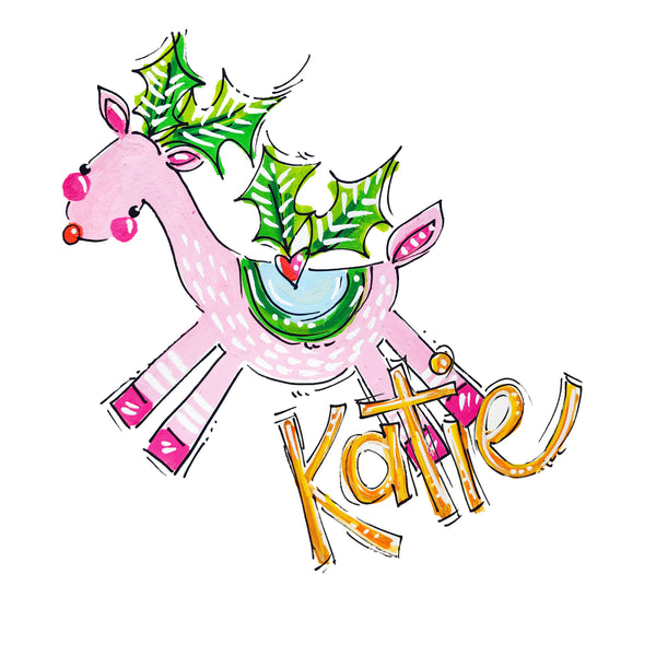 Orders Placed after 11/17 will Arrive after Christmas. ORNAMENT, PERSONALIZED PINK DEER Ornament