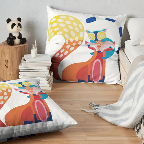 Throw Pillow, 'Pals, Fox & Lemur'