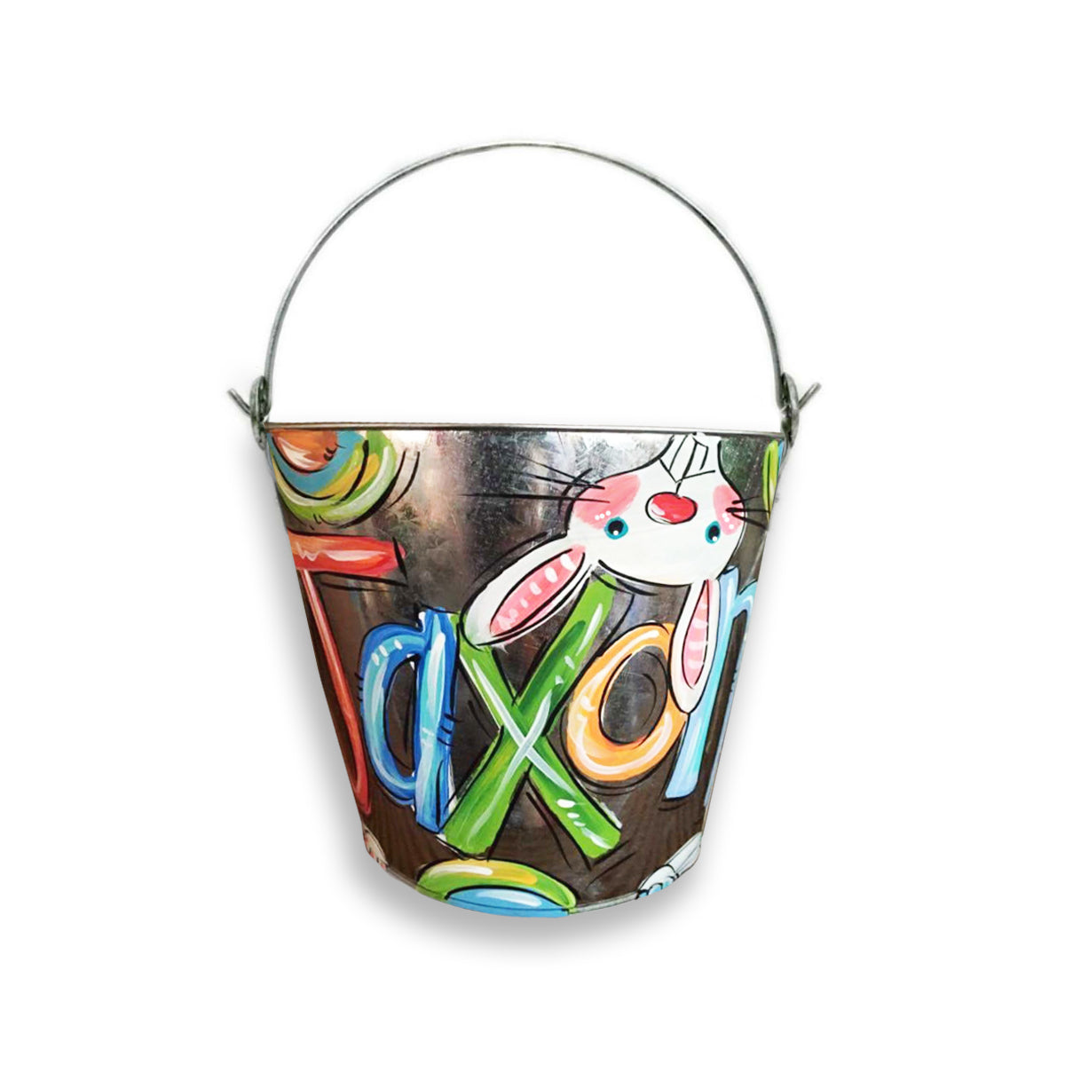 PAIL, GALVANIZED, Hand Painted Bucket, Personalized Easter Pail