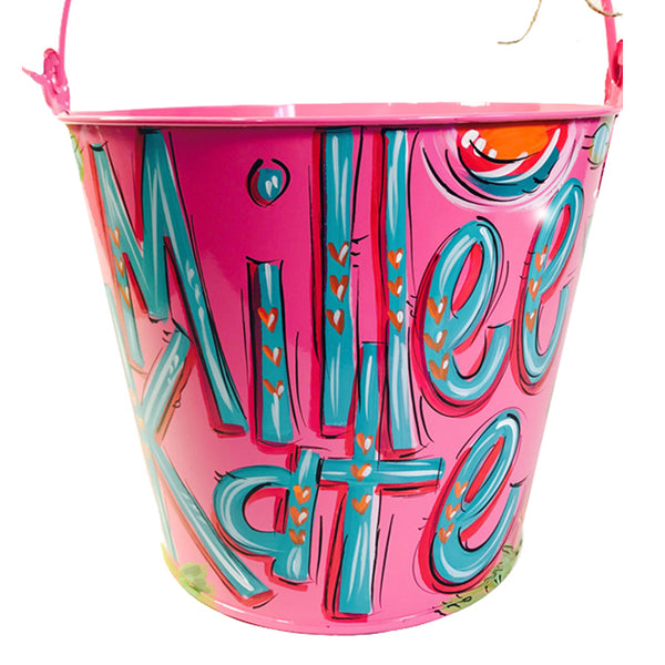 Personalized, hand painted bucket for girls, Easter bucket,  room decor