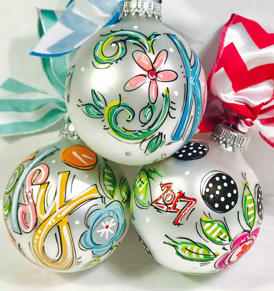 Orders Placed after 11/17 will Arrive after Christmas. ORNAMENT, PERSONALIZED FLORAL Ornament