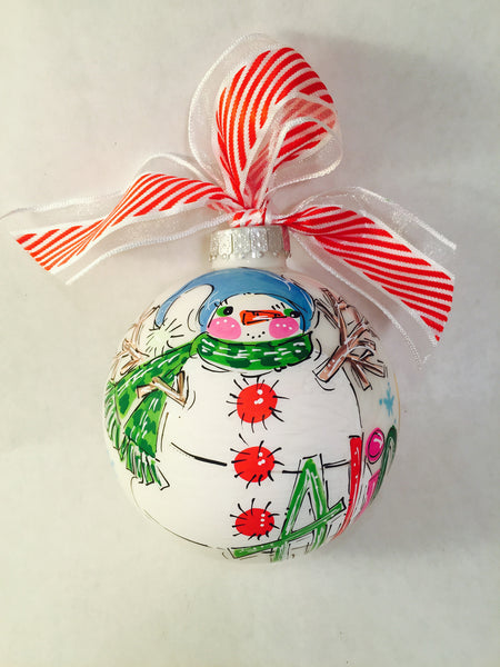 Orders Placed after 11/17 will Arrive after Christmas. ORNAMENT, Snowman Ornament, personalized and hand-painted