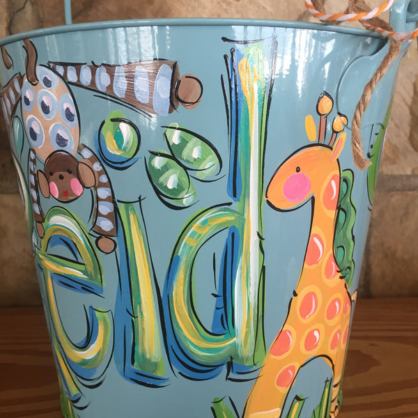 Personalized bucket for boys, room decor
