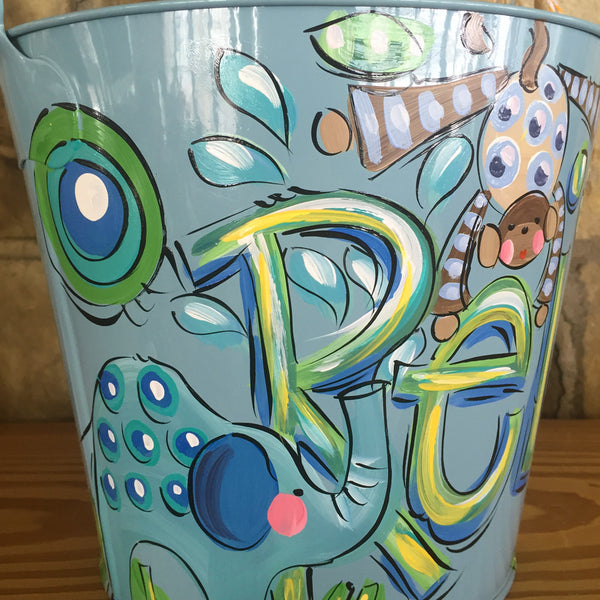 Personalized bucket for boys, Easter bucket, room decor