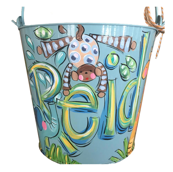Personalized bucket for boys, jungle theme, room decor