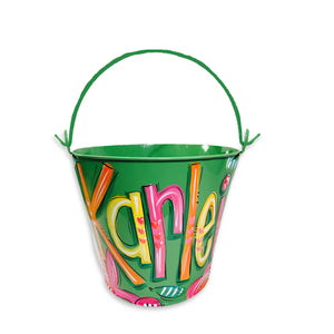 Personalized, hand painted bucket for girls, room decor