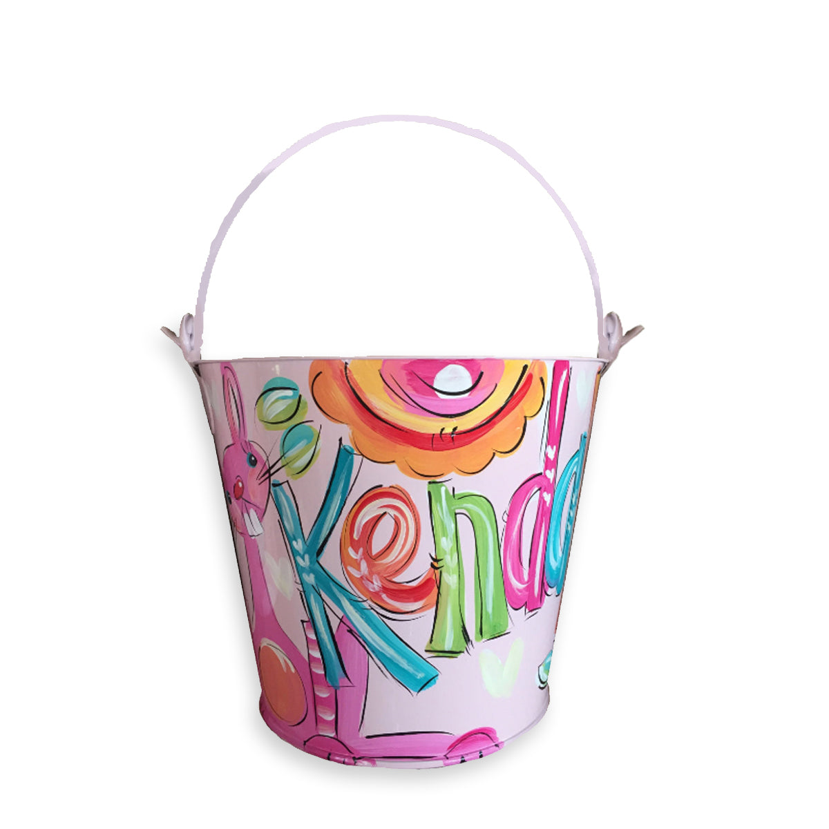 Personalized, hand painted bucket for girls, Easter bucket,  room decor