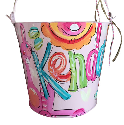 Personalized, hand painted bucket for girls, room decor