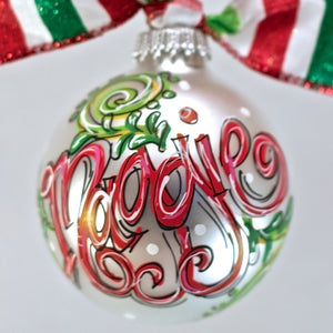 Orders Placed after 11/17 will Arrive after Christmas. ORNAMENT, PERSONALIZED SWIRLS with HOLLY Ornament