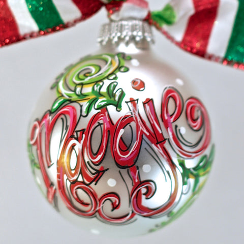Orders Placed after 11/17 will Arrive after Christmas. ORNAMENT, PERSONALIZED SWIRLS with HOLLY Ornament